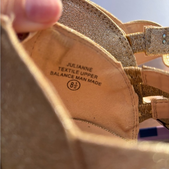 Gold Sparkle Platform Heels w/ Rhinestones - Picture 2 of 8